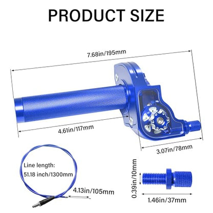 Universal CNC Quick Twist Throttle Kit with Cable for 7/8" Bars - Fits CRF50 70 110 125 230 250, KLX, XR, Pit & Dirt Bike, ATV, Mini Bike (CT200U) (Style - A, Blue) - color: Blue, style: Style - A
