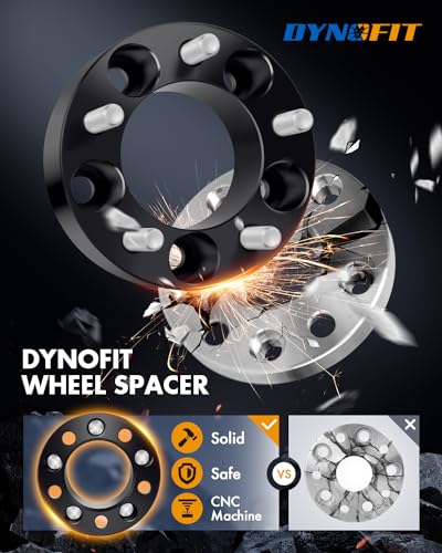 Dynofit 2 inch 5x4.5 Wheel Spacers for XJ KJ KK TJ ZJ, 80.5mm Hub Bore, 1/2"-20 Thread Pitch 5x114.3 Forged Spacer for Mustang Explorer Ranger Cherokee Wrangler Liberty Grand Cherokee