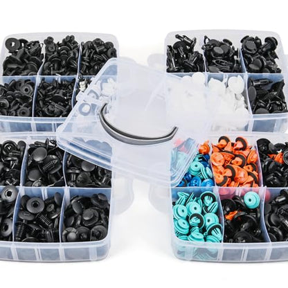 GOOACC 1045Pcs Car Push Retainer Clips & Auto Fasteners Assortment - color: 1000Pcs Clips Removal Kit Black