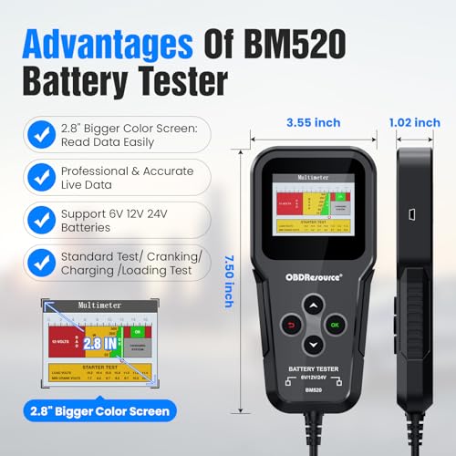OBDResource Battery Load Tester, Professional Automotive Battery Analyzer - color: black
