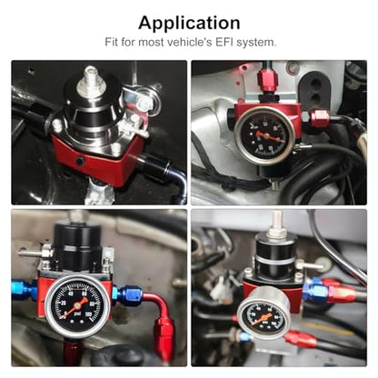 Fuel Pressure Regulator, 20-120PSI 6AN EFI Bypass Return Adjustable, with Replacement Spring(20-75PSI, 75-120PSI)