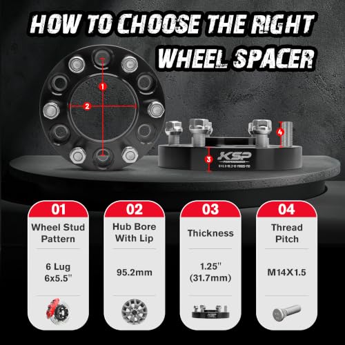 KSP 6x5.5 1.25in Wheel Spacers Fit 2024+ Tacoma 4runner, 2022+ Tundra-6 Lug - color: Black, size: 1.25inch-tacoma2024+