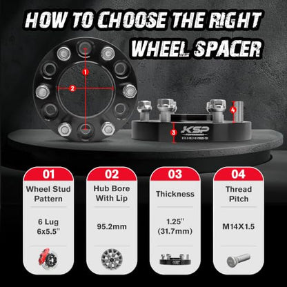 KSP 6x5.5 1.25in Wheel Spacers Fit 2024+ Tacoma 4runner, 2022+ Tundra-6 Lug - color: Black, size: 1.25inch-tacoma2024+