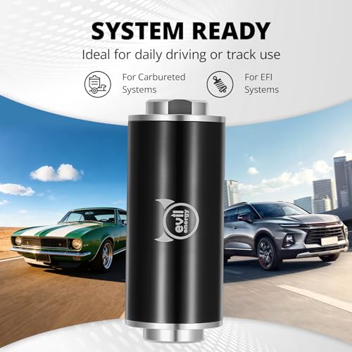 EVIL ENERGY Inline Fuel Filter 100 Micron with 6AN 8AN 10AN Adapter&Bracket Clamp 50MM Universal