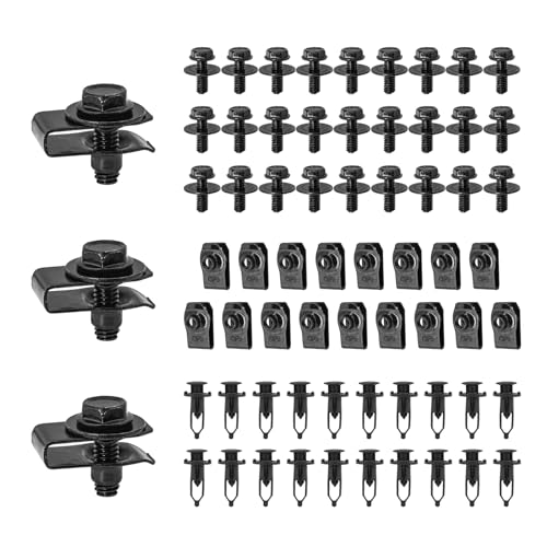Ohleats 70 PCS Car Engine Under Cover Splash Shield Guard Body Bolts, Auto Bumper Extruded U-Nuts Clips Kit, Fender Liner Push Retainer Fastener Rivet Clips, Car Accessories (70 PCS) - color: 70 PCS