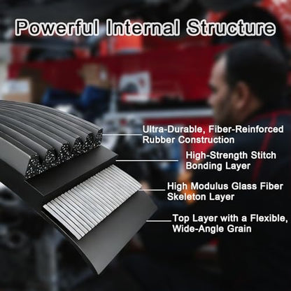 6PK1255 Serpentine Belt 49.45 Inch for Toyota Camry RAV4 2.5L L4 2AZ-FE - size: 6PK1255