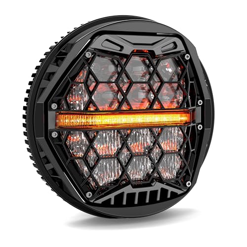 DOT Approved 5-3/4" 5.75 Inch LED Headlight with Amber DRL Compatible with Dyna Street Bob Super Wide Glide Low Rider Night Rod Train Softail Deuce Custom Sportster Iron 883,Black - color: Black, size: 5.75 inch
