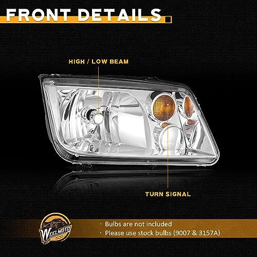 WEELMOTO Headlights for 1999-2005 VW Jetta Mark 4 without Fog Halogen