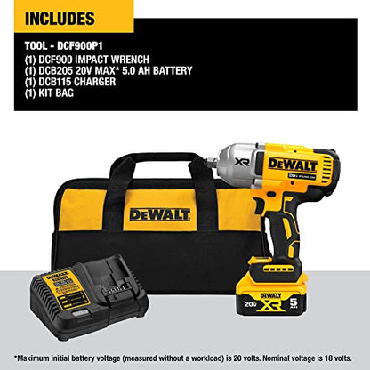 DEWALT DCF900P1R 20V MAX XR 1/2 in. Cordless Impact Wrench Kit (Renewed)