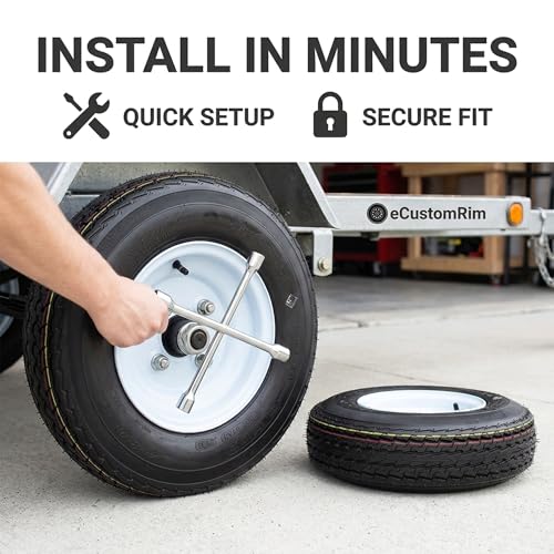 eCustomrim 2-Pack Trailer Tire Rim Assembly 4.80-8 480-8 LRC 4 Lug White