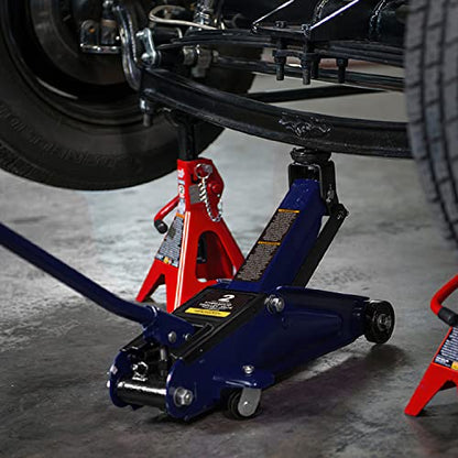 Big RED AT82012U-1 Torin Hydraulic Trolley Service/Floor Jack with Blow Mold Carrying Storage Case, 2 Ton (4,000 lb.) Capacity, Blue - size: 2 Ton (4,000 lb) with Case