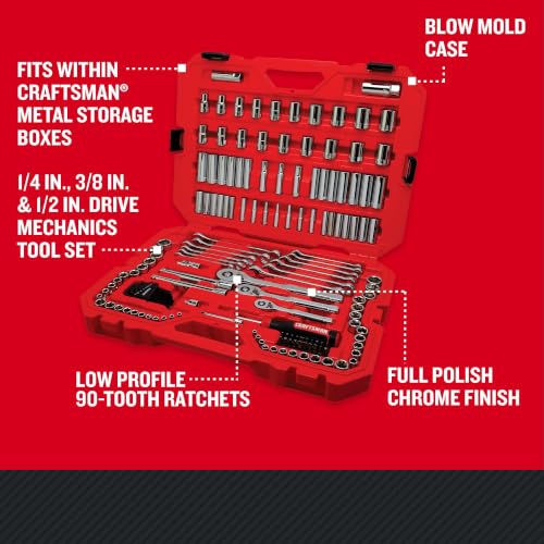 CRAFTSMAN Socket Set, 159 Piece Socket Wrench Set Mechanics Tools 1/4-in., 3/8-in., and 1/2-in(, 6 Point and 12 Point, 90-Tooth (CMMT12125)