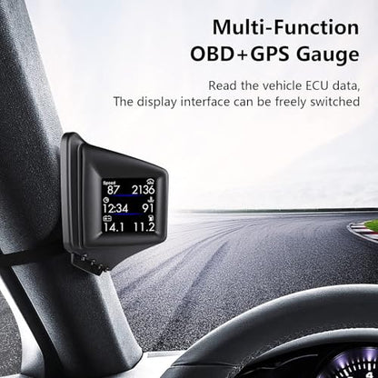 wiiyii OBD2 Gauge Display Car HUD Head Up Display,Speedometer for Car P8