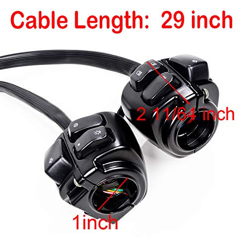 2X Switches Control with Wiring Harness and Left Right Master Cylinder Reservoir Brake Lever Compatible with 1996-2012 Harley Softail Dyna Sportster V-Rod 1 inch Handlebar - color: Black, size: Handlebar Switch + Brake Levers