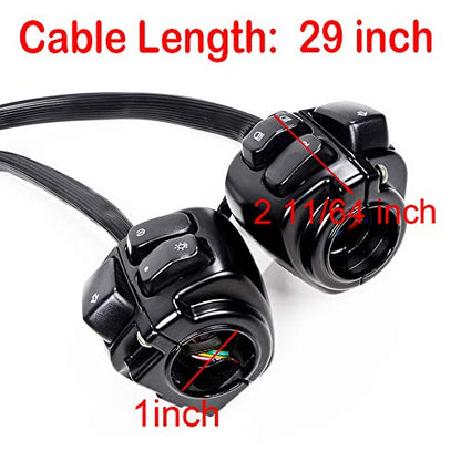 2X Switches Control with Wiring Harness and Left Right Master Cylinder Reservoir Brake Lever Compatible with 1996-2012 Harley Softail Dyna Sportster V-Rod 1 inch Handlebar - color: Black, size: Handlebar Switch + Brake Levers