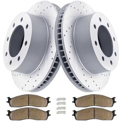 Acinoparts Front Brake Kit Drilled Slotted Brake Rotors Ceramic Brake Pads - size: ABK53012