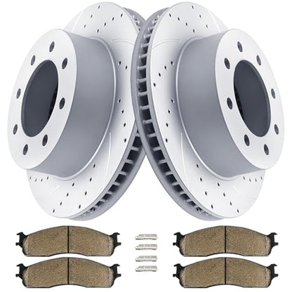 Acinoparts Front Brake Kit Drilled Slotted Brake Rotors Ceramic Brake Pads - size: ABK53012