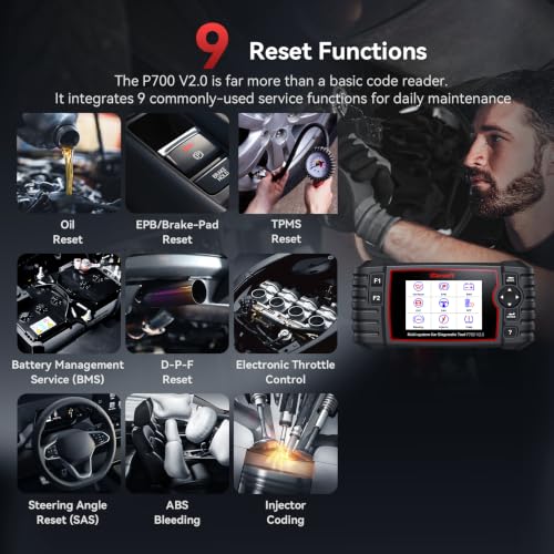 iCarsoft P700 V2.0 Diagnostic Scanner for Porsche from 1996 to 2025 9 Essential Services Full System Diagnosis Scan OBD2 Code Reader Battery/O2 Sensor/EVAP Test AutoVIN Lifetime Free Software Update - style: P700 V2.0 for Porsche