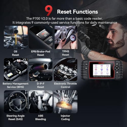 iCarsoft P700 V2.0 Diagnostic Scanner for Porsche from 1996 to 2025 9 Essential Services Full System Diagnosis Scan OBD2 Code Reader Battery/O2 Sensor/EVAP Test AutoVIN Lifetime Free Software Update - style: P700 V2.0 for Porsche