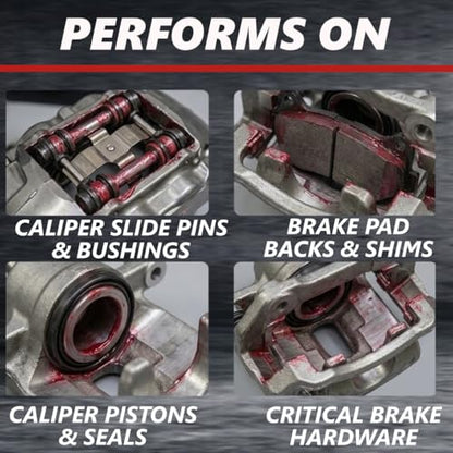 Dynatex 143493 High Performance Brake & Caliper Lubricant, 8oz Bottle - Superior Caliper Grease, High Temp Brake Grease/Lubricant, Prevents Rust/Corrosion, Extends Wear,