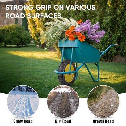 TICONN 4.80/4.00-8 Tire, 16" Flat Free Wheelbarrow Tire and Wheel - color: Yellow, size: 16" (1 Pack)
