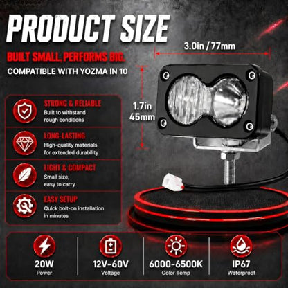 Baja Light for Yzma IN 10 Electric Dirt Bike Dual-Beam Headlight