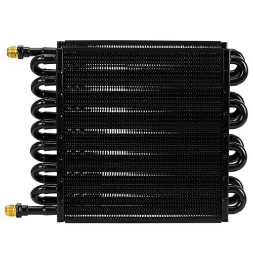 Universal 1/2" Transmission Oil Cooler Aluminium alloy 16 Pass Tube & Fin Black Compatible with 1/2" transmission cooler lines - color: Black, size: 16 Pass