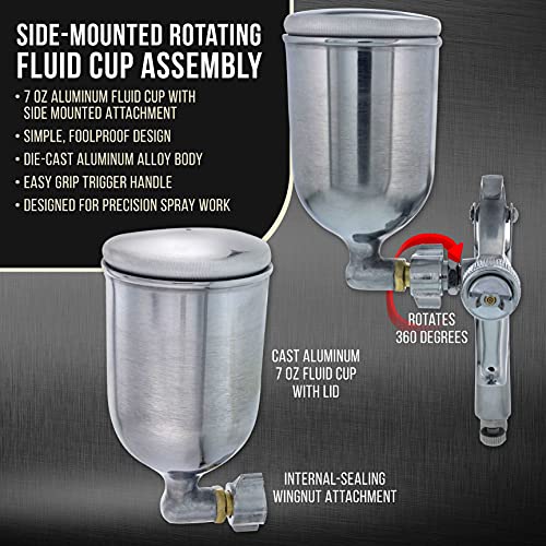 TCP Global Mini Gravity Feed Spray Gun with .8mm, .5mm & 1.0mm Needle