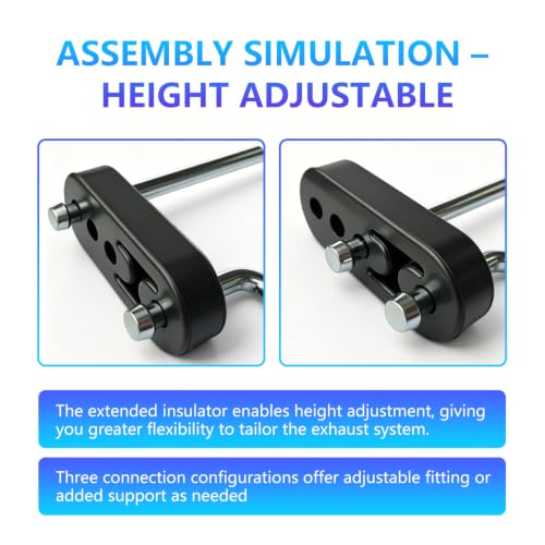 16 PCS Exhaust Hanger Rod Set, 3/8" (10mm) Heavy Duty Zinc Coated Steel Hangers, 7.6" 90° Angle & 10" Straight Rods, 2/4 Hole Rubber Insulators for Car Automotive Muffler Replacement
