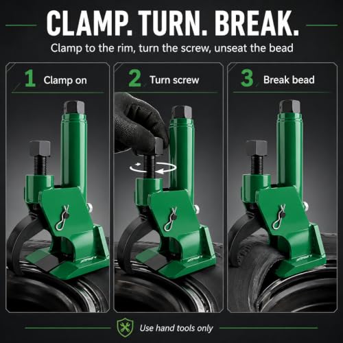 Manual Tire Bead Breaker Tool for ATV, UTV, Motorcycle & Mower Use - color: green