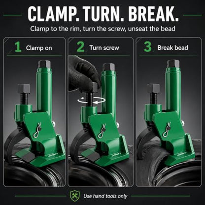 Manual Tire Bead Breaker Tool for ATV, UTV, Motorcycle & Mower Use - color: green