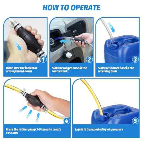 Gasoline Siphon Hose, Gas Oil Water Fuel Transfer Siphon Pump, Portable Widely Use Hand Fuel Pump, Fuel Transfer Pump with PVC Hoses (Black) - color: 15mm( 1 Pack) of Black
