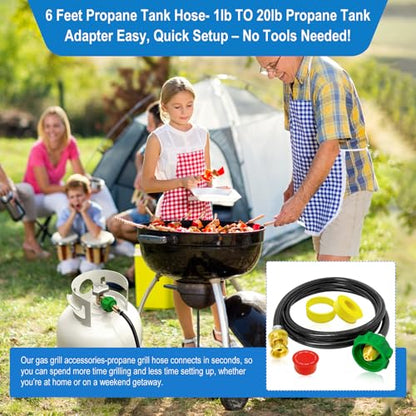 6FT Propane Hose Adapter for Weber Travelev Grill,1lb to 20lb Propane Tank Adapter for Weber Q/Gas Go-Anywhere Grills/Coleman Stove/Blackstone Griddle,Heater. - size: 6 ft for Weber Traveler/Weber Q Grill/Etc