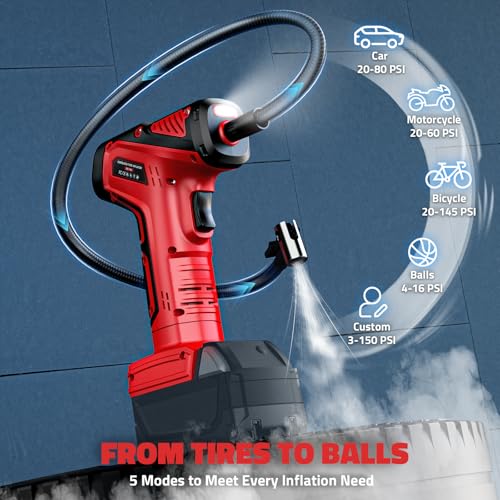 DIYtoolifz 150PSI Tire Inflator Compatible with Milwaukee 18V Battery - color: Red, size: 150 PSI