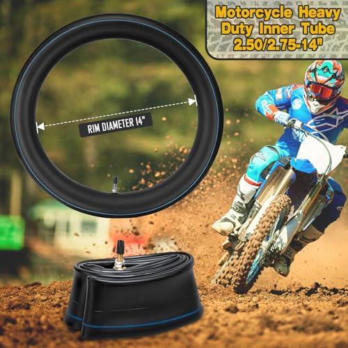 (2-Pack) 2.50/2.75-14" Inner Tubes 60/100-14 Heavy Duty Dirt Bike Inner Tubes, 2mm Thick, TR4 Valve, Fits Most 50cc to 160cc Dirt and Pit Bikes, Compatible with Yamaha PW80, SSR, Thumpstar - size: 2.50/2.75-14" (60/100-14")