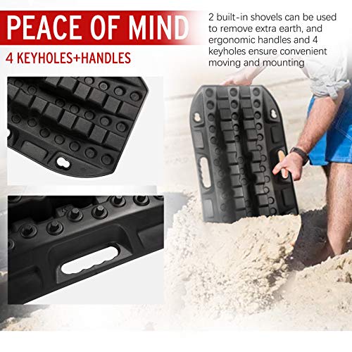 BUNKER INDUST Off Road Traction Boads, 2 Pcs Short Recovery Track Traction Mats for 4WD Mud, Sand, Snow Ramps-Black Tire Traction Tool (Without Strap) - color: Black