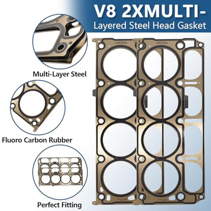 L83 NON AFM DOD 5.3 Camshaft Kit with Head Gasket Set, LS7 Lifter for 2014-2021 Chevrolet Silverado Suburban Tahoe GMC Sierra Yukon Gen V #12499225,HS26744PT, EG365
