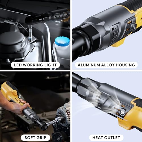 3/8" Cordless Ratchet Wrench for Dewalt 20V Battery, Brushless Motor - size: 4 PCS