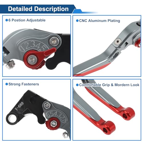 Short/Long Brake Clutch Levers for Yamaha YZF-R7 21-25 Titanium - color: Titanium Handle Red End