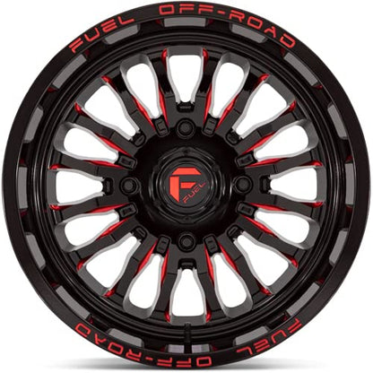 Fuel UTV D822 Arc 20x7 4x156 +13mm Black/Red Wheel Rim 20" Inch