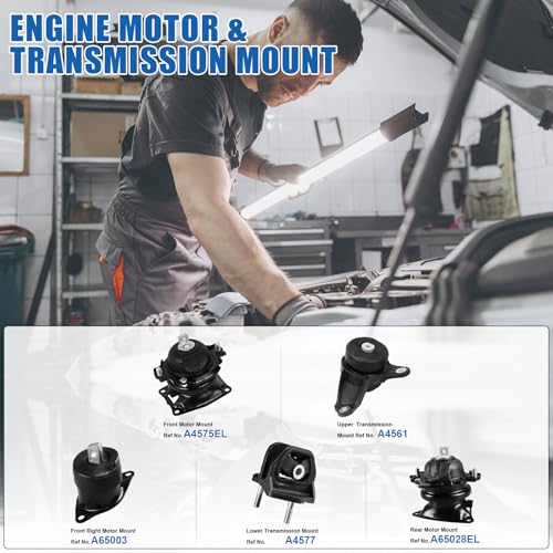 Set of 5 Engine & Transmission Mount Kit for Honda Accord 2008-2012 - size: for Honda Accord 2008–2012 3.5L V6 Auto