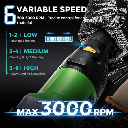 Bonvoisin 800W 4'' Wet Polisher Electric Wet Stone Polisher 6 Variable Speed Wet Grinder Buffing Machine Countertop Concrete Polisher for Stone, Granite, Marble, Tile with 7Pcs Diamond Polishing Pads