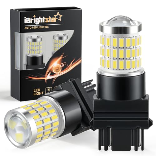 iBrightstar 3157 LED Bulb White, 4157 3156 LED Reverse Light Bulbs Super Bright for Tail Brake Lights Backup Lights Turn Signal Lights, 2 Pack - color: White, size: 3157