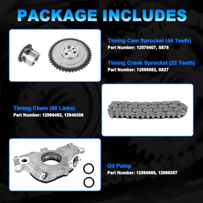 Engine Oil Pump & Timing Chain Kit - Compatible with Chevy Avalanche/Silverado/Tahoe/Express/Suburban, for GMC Sierra 1500/Yukon/Savana - Fits 4.8L 5.3L 6.0L LS Engines (LS1 LS2 LS3)