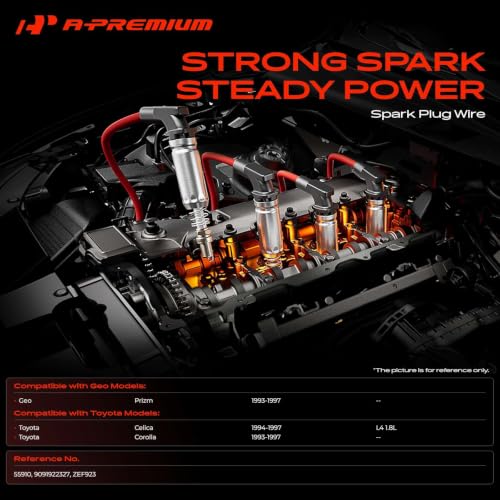 A-Premium 5MM Spark Plug Wires Set of 4 Compatible with Toyota & Geo