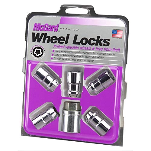 McGard 24537 Cone Seat Wheel Locks Chrome (M12 x 1.5 Thread Size) - Set of 5, 5 Locks / 1 Key - color: Chrome