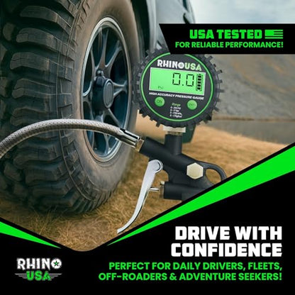 Rhino USA Digital Tire Pressure Gauge with Inflator (250 PSI) - Air Chuck - style: 250psi Digital