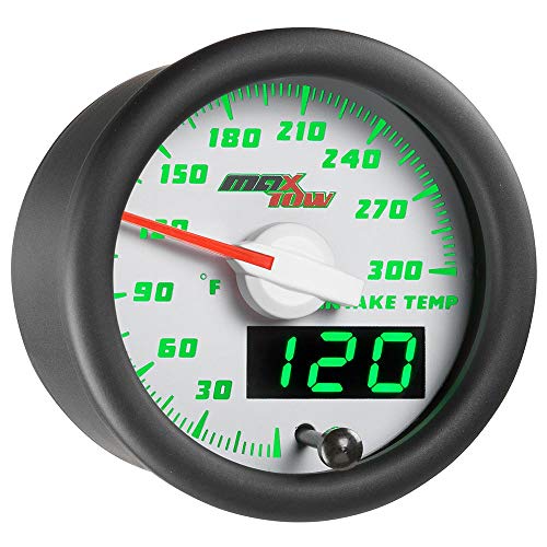 MaxTow White & Green 300F Air Intake Temperature Gauge Kit, 2-1/16" 52mm