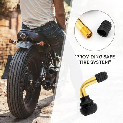 2-Pcs PVR70 Valve Stem Bent 90 Degree Angled, Brass Stem, Snap-in Rubber Base, Compatible with Most Tubeless Tire Rim, Motorcycle, Scooter, ATV (Applicable Diameter 11.3mm)