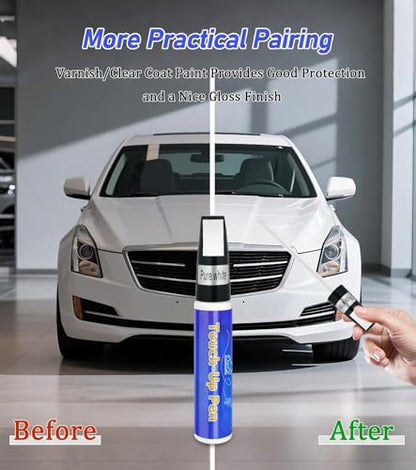 Black Touch Up Paint for Cars, Car Paint Touch Up Pen with Varnish Clear Coat Pen 2pcs, Car Scratch Repair Pen, Lasting Auto Scratch Remover, Quick and Easy Fix Vehicles Chip Rim Scuff Repair - color: Black+Varnish